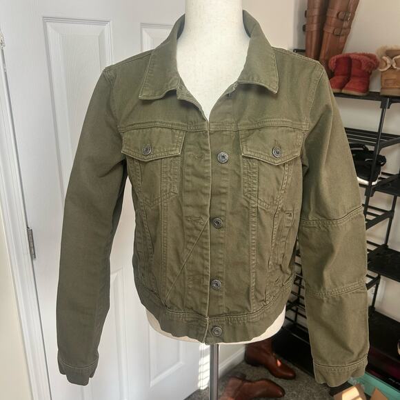 We the Free Size Medium Army Green Jean Jacket 100% Cotton - Picture 9 of 9